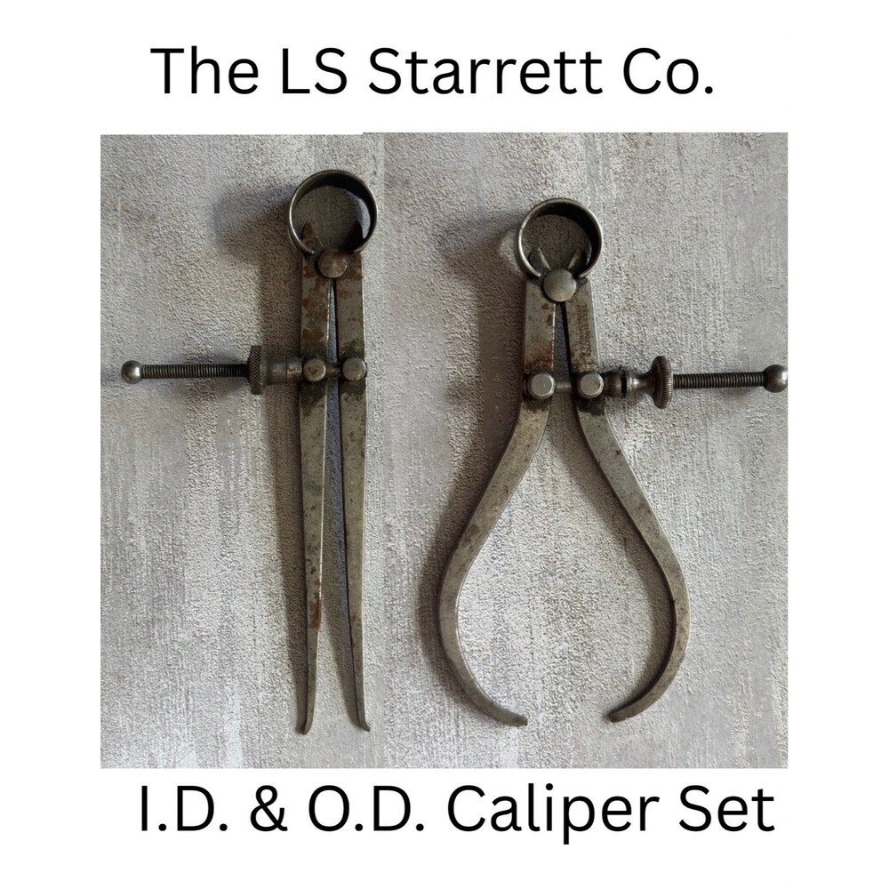 Vintage LS Starrett Co Athol Mass Outside & inside Caliper Set | Machinist Tool